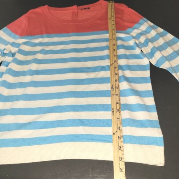Talbots Coral Blue Striped Button-Back Sweater XL - Picture 5 of 8